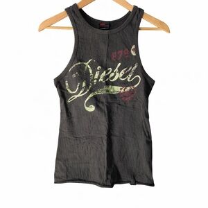 Vintage Diesel Charcoal Tank with Graphic Print
